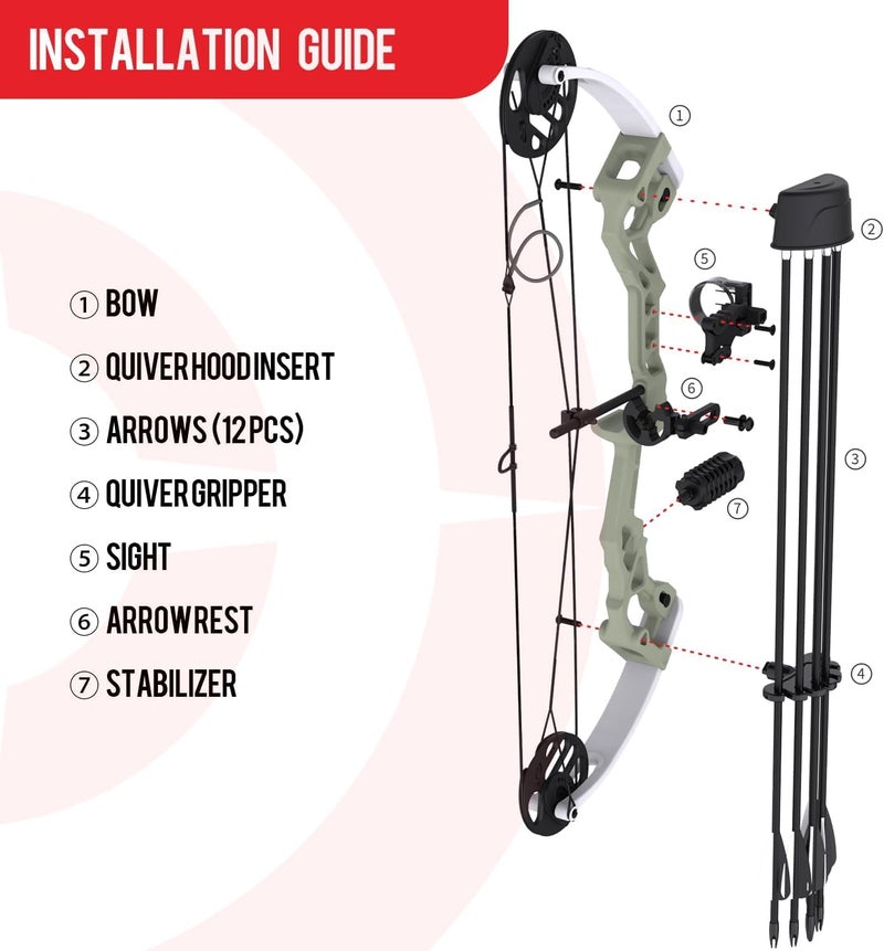 sanlida Archery Dragon X6 Compound Bow Kit for Youth, Kids & Beginners, Bow and Arrows Set, 19”-28” Draw Length, 15-30 LBS Draw Weight, RH Only - Image 4